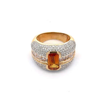 18K Gold Luxury Ring With Natural Diamond & Orange Yellow with White Sapphire Gemstone - JEWELNJOY