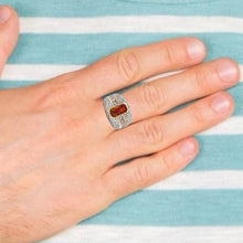 18K Gold Luxury Ring With Natural Diamond & Orange Yellow with White Sapphire Gemstone - JEWELNJOY