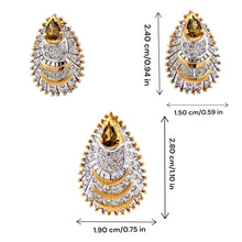 18K Two Tone Gold Pendant Earring Set with Natural Diamond & Green Tourmaline Jewellery
