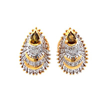 18K Two Tone Gold Pendant Earring Set with Natural Diamond & Green Tourmaline Jewellery