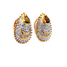 18K Two Tone Gold Pendant Earring Set with Natural Diamond & Green Tourmaline Jewellery