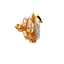 18K Two Tone Gold Pendant Earring Set with Natural Diamond & Green Tourmaline Jewellery