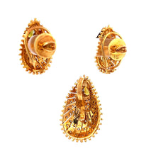 18K Two Tone Gold Pendant Earring Set with Natural Diamond & Green Tourmaline Jewellery