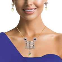 18K Two Tone Gold Necklace Earring Set with Natural Diamond Iolite & Green Gold Jewellery