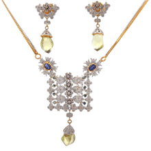 18K Two Tone Gold Necklace Earring Set with Natural Diamond Iolite & Green Gold Jewellery