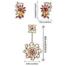18K Two Tone Gold Pendant Earring Set with Natural Diamond & Rhodolite Jewellery