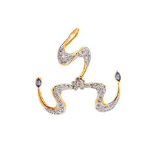 18K Two Tone Gold Pendant Earring Set with Natural Diamond & Sapphire Jewellery