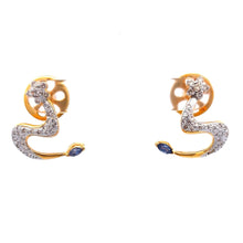 18K Yellow White Gold Pendant Earring Set With Natural Diamond & Blue Sapphire Jewelry