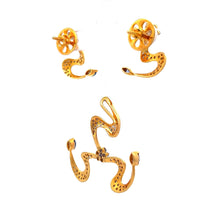 18K Yellow White Gold Pendant Earring Set With Natural Diamond & Blue Sapphire Jewelry