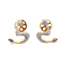 18K Two Tone Gold Pendant Earring Set with Natural Diamond & Sapphire Jewellery