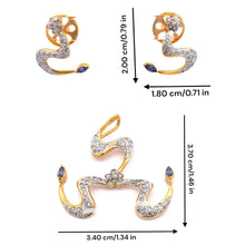 18K Two Tone Gold Pendant Earring Set with Natural Diamond & Sapphire Jewellery