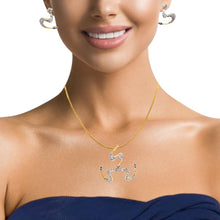 18K Two Tone Gold Pendant Earring Set with Natural Diamond & Sapphire Jewellery