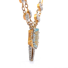 18K Two Tone Gold Necklace Earring Set with Natural Diamond & Swiss Blue Topaz Jewellery