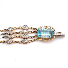 18K Two Tone Gold Necklace Earring Set with Natural Diamond & Swiss Blue Topaz Jewellery