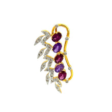 18K Two Tone Gold Pendant Earring Set with Natural Diamond & Amethyst/Rhodolite Jewellery