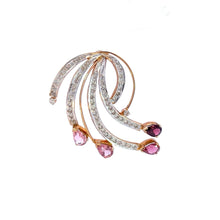 18K Two Tone Gold Pendant Earring Set with Natural Diamond & Pink Tourmaline Jewellery