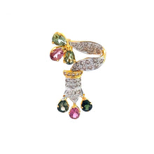 18K Two Tone Gold Pendant Earring Set with Natural Diamond & Multi Sapphire Jewellery
