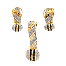 18K Two Tone Gold Pendant Earring Set with Natural Diamond & Sapphire Jewellery