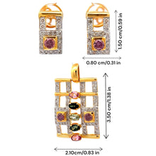 18K Two Tone Gold Pendant Earring Set with Natural Diamond & Multi Sapphire Jewellery