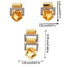 18K Two Tone Gold Pendant Earring Set with Natural Diamond & Citrine Jewellery