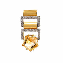 18K Two Tone Gold Pendant Earring Set with Natural Diamond & Citrine Jewellery