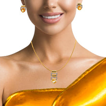 18K Two Tone Gold Pendant Earring Set with Natural Diamond & Citrine Jewellery