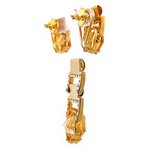 18K Two Tone Gold Pendant Earring Set With Natural Diamond & Citrine Birthstone Jewelry