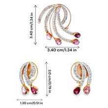 18K Two Tone Gold Pendant Earring Set with Natural Diamond & Pink Tourmaline Jewellery
