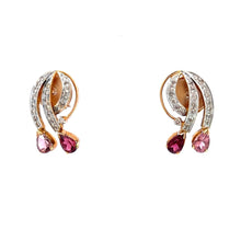 18K Two Tone Gold Pendant Earring Set with Natural Diamond & Pink Tourmaline Jewellery