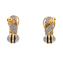 18K Two Tone Gold Pendant Earring With Natural Diamond & Green Sapphire Precious Gemstone Jewelry Set