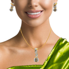 18K Two Tone Gold Pendant Earring Set with Natural Diamond & Sapphire Jewellery