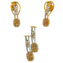 18K Two Tone Gold Pendant Earring Set with Natural Diamond Jewellery