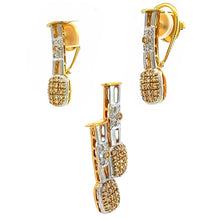 18K Two Tone Gold Pendant Earring Set With Natural Diamond April Birthstone Jewelry Set