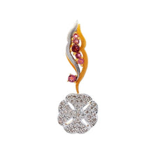 18K Two Tone Gold Pendant Earring Set with Natural Diamond & Pink Tourmaline Jewellery