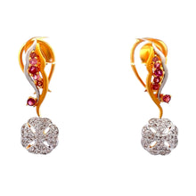 18K Two Tone Gold Pendant Earring Set with Natural Diamond & Pink Tourmaline Jewellery