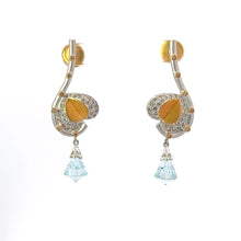18K Two Tone Gold Pendant Earring Set with Natural Diamond & Swiss Blue Topaz Jewellery