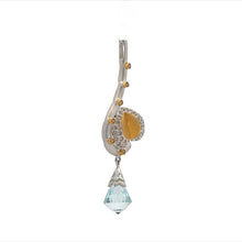 18K Two Tone Gold Pendant Earring Set with Natural Diamond & Swiss Blue Topaz Jewellery