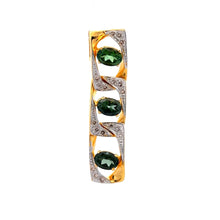 18K Two Tone Gold Pendant Earring Set with Natural Diamond & Green Tourmaline Jewellery