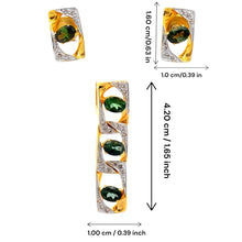 18K Two Tone Gold Pendant Earring Set with Natural Diamond & Green Tourmaline Jewellery