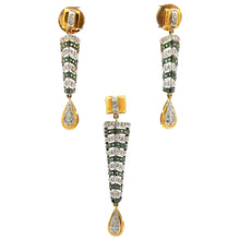 18K Two Tone Gold Pendant Earring Set with Natural Diamond & Tsavorite Jewellery