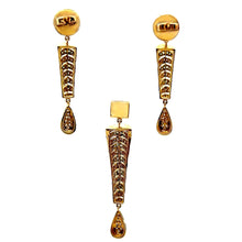 18K Two Tone Gold Pendant Earring Set with Natural Diamond & Tsavorite Jewellery