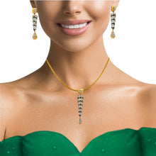18K Two Tone Gold Pendant Earring Set with Natural Diamond & Tsavorite Jewellery