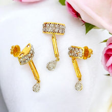 18K Two Tone Gold Pendant Earring Set with Natural Diamond Unique Jewellery