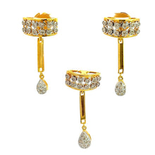 18K Two Tone Gold Pendant Earring Set with Natural Diamond Unique Jewellery