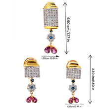18K Two Tone Gold Pendant Earring Set with Natural Diamond & Pink Tourmaline Jewellery