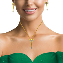 18K Two Tone Gold Pendant Earring Set with Natural Diamond Unique Jewellery