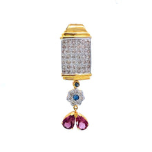 18K Two Tone Gold Pendant Earring Set with Natural Diamond & Pink Tourmaline Jewellery