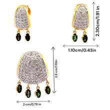 18K Two Tone Gold Pendant Earring Set with Natural Diamond & Green Tourmaline Jewellery