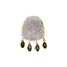 18K Two Tone Gold Pendant Earring Set with Natural Diamond & Green Tourmaline Jewellery