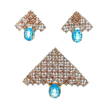 18K Two Tone Gold Pendant Earring Set with Natural Diamond & Swiss Blue Topaz Jewellery